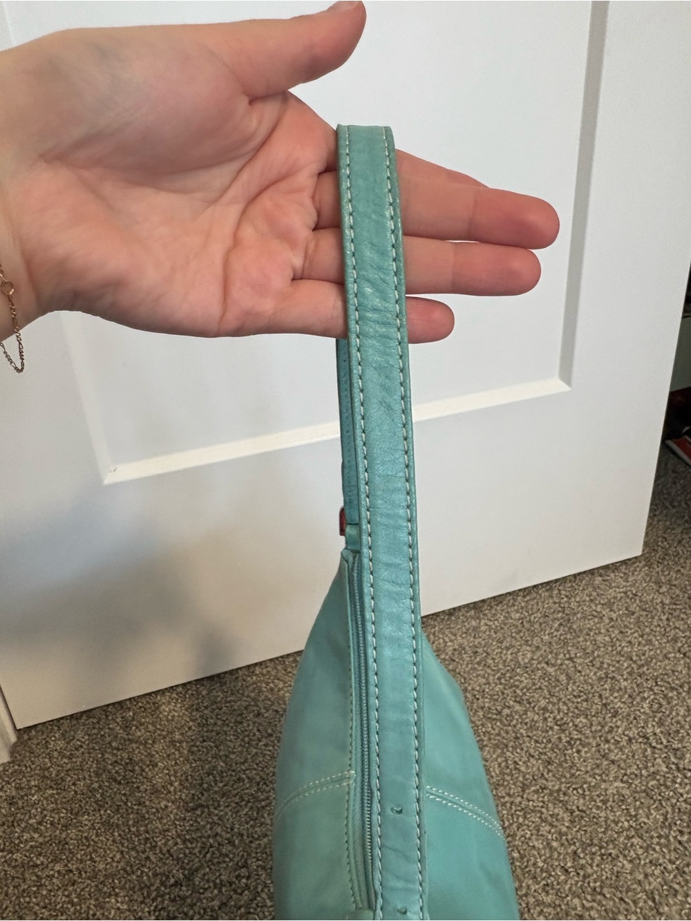 Y2K Danier Turquoise Leather Shoulder Bag - Picture 10 of 16